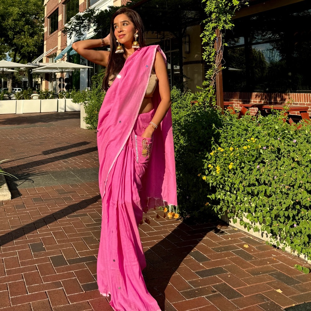 Pink pocket saree 💗🌟